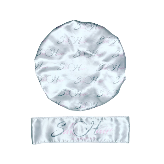 WHITE BONNET AND HEAD WRAP